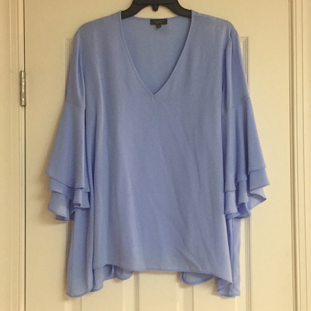 The Limited light blue quarter bell sleeve top